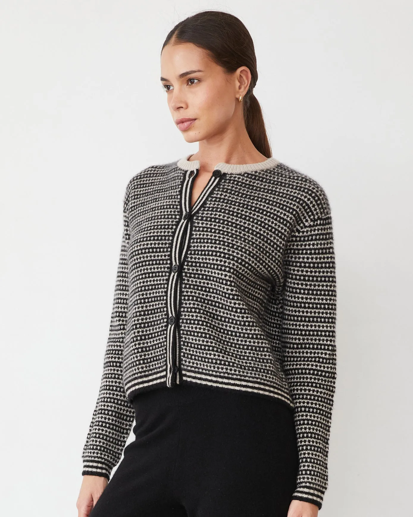 Cashmere Cardigan Yarn Dyed Fabric Everyday Fashion