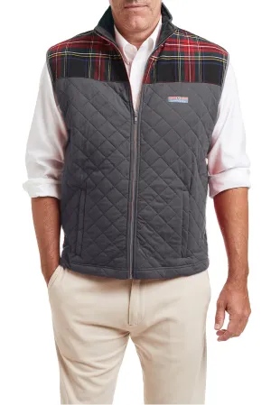 Active Wear Cross Rip Quilted Vest Charcoal with Black Stewart Trim