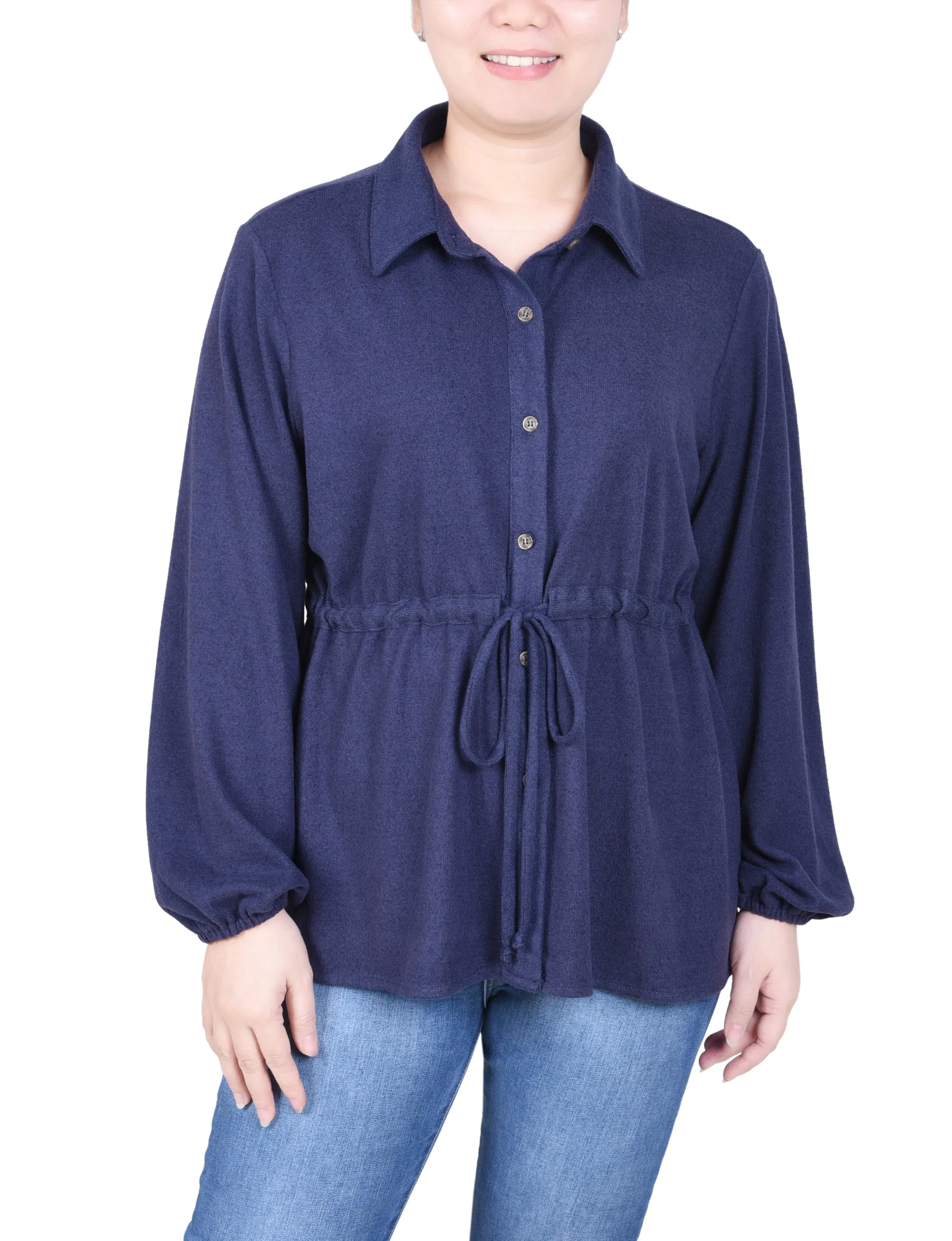 Petite Long Dolman Sleeve Drawstring-Waist Tunic Top AirflowOptimized Design High Visibility Trim