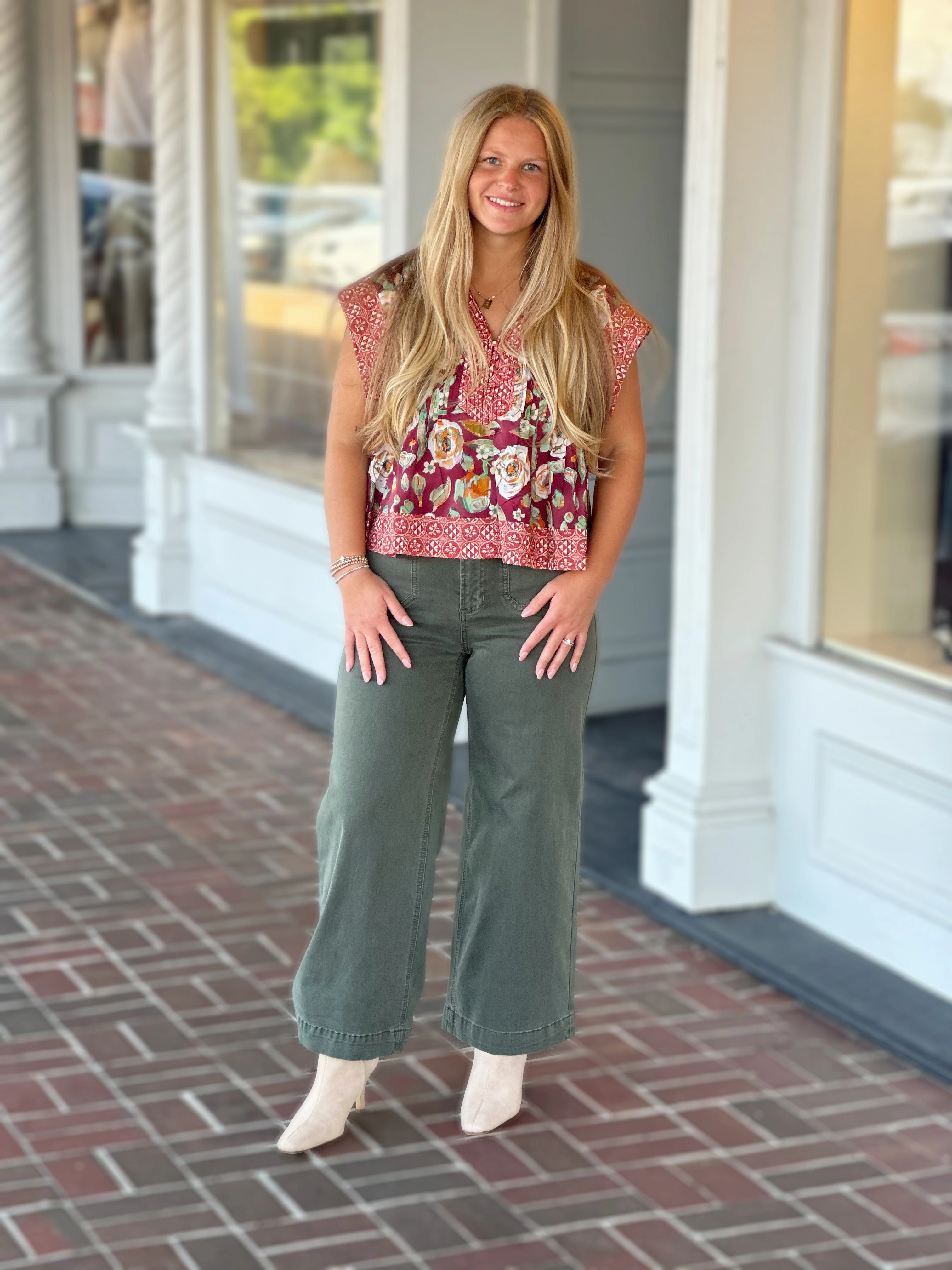 Reinforced Hemline I'm Choosing Happiness Burgundy Top