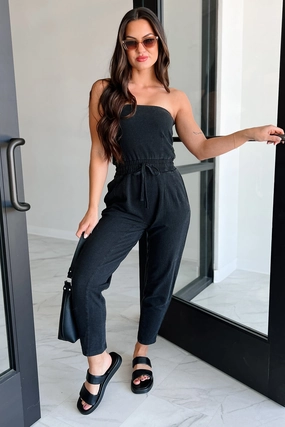AntiPillingSurface Tencel Blend Fabric I Make The Rules Mono B Strapless Jumpsuit (Black)