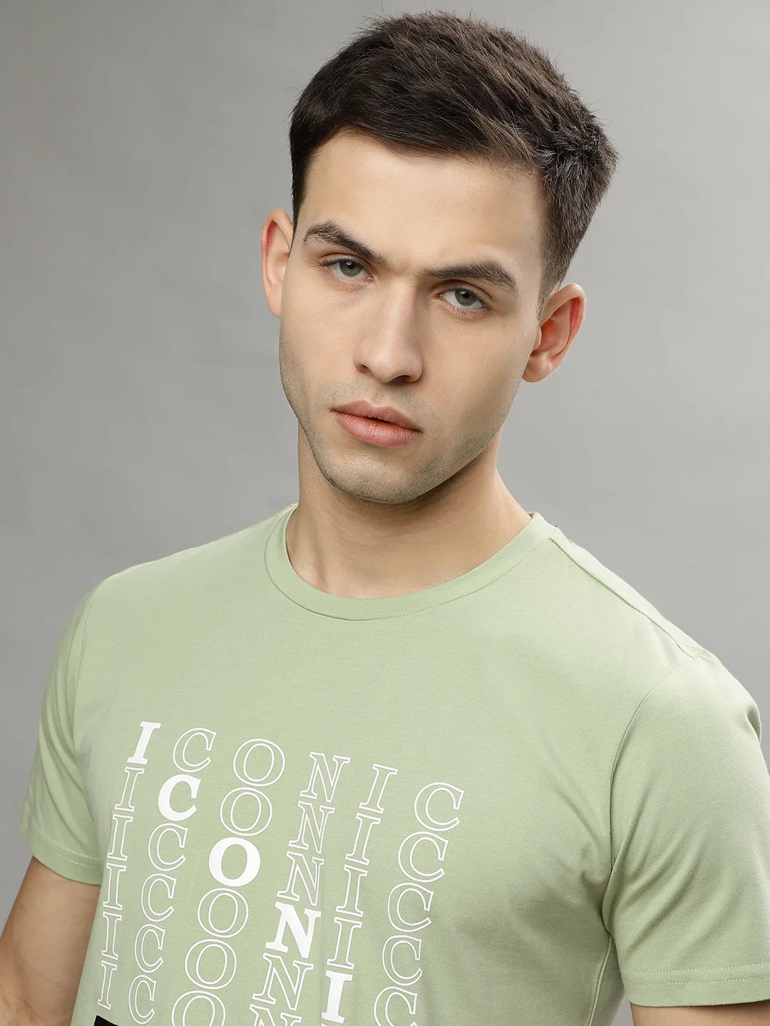 Iconic Mint Green Fashion Logo Regular Fit T-Shirt