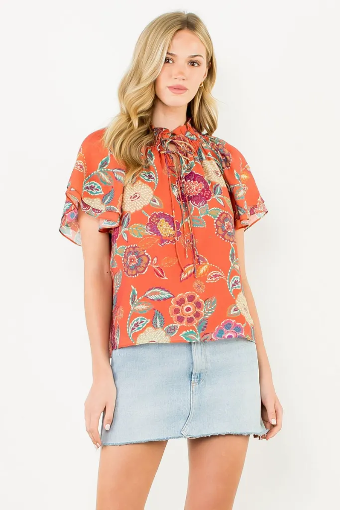 Moisture Management Ida Floral Cap Sleeve Top