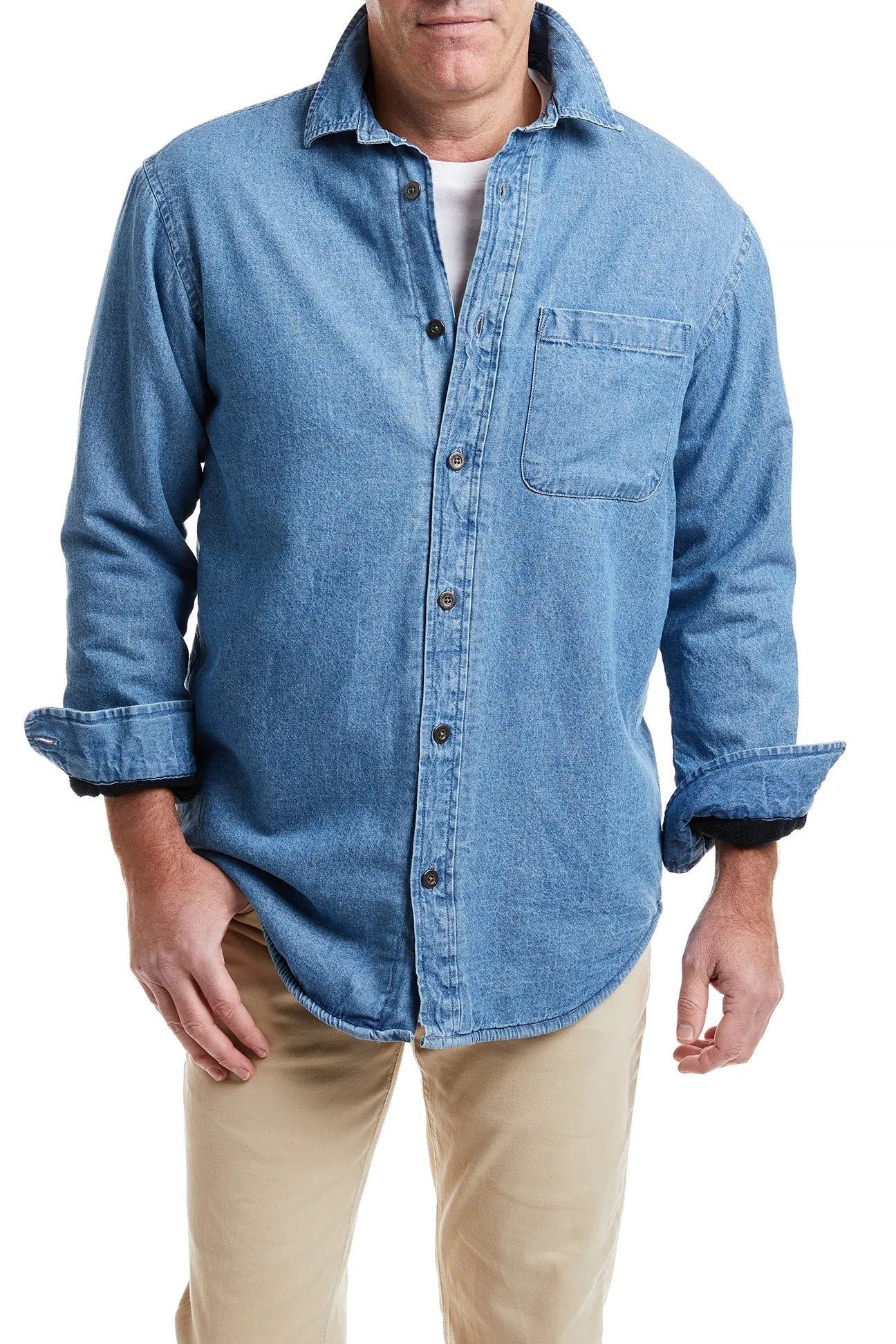 Beach Walker Denim and Fleece Lined Shirt UVProtection Coating MidweightKnit