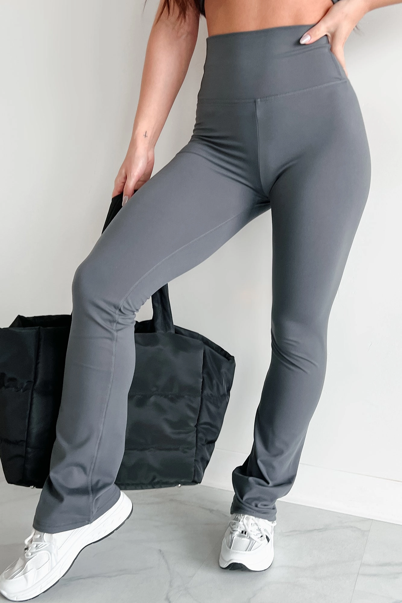 In Alignment High Waist Flare Leggings (Coal Grey) Casual Active Wear Stylish Layers