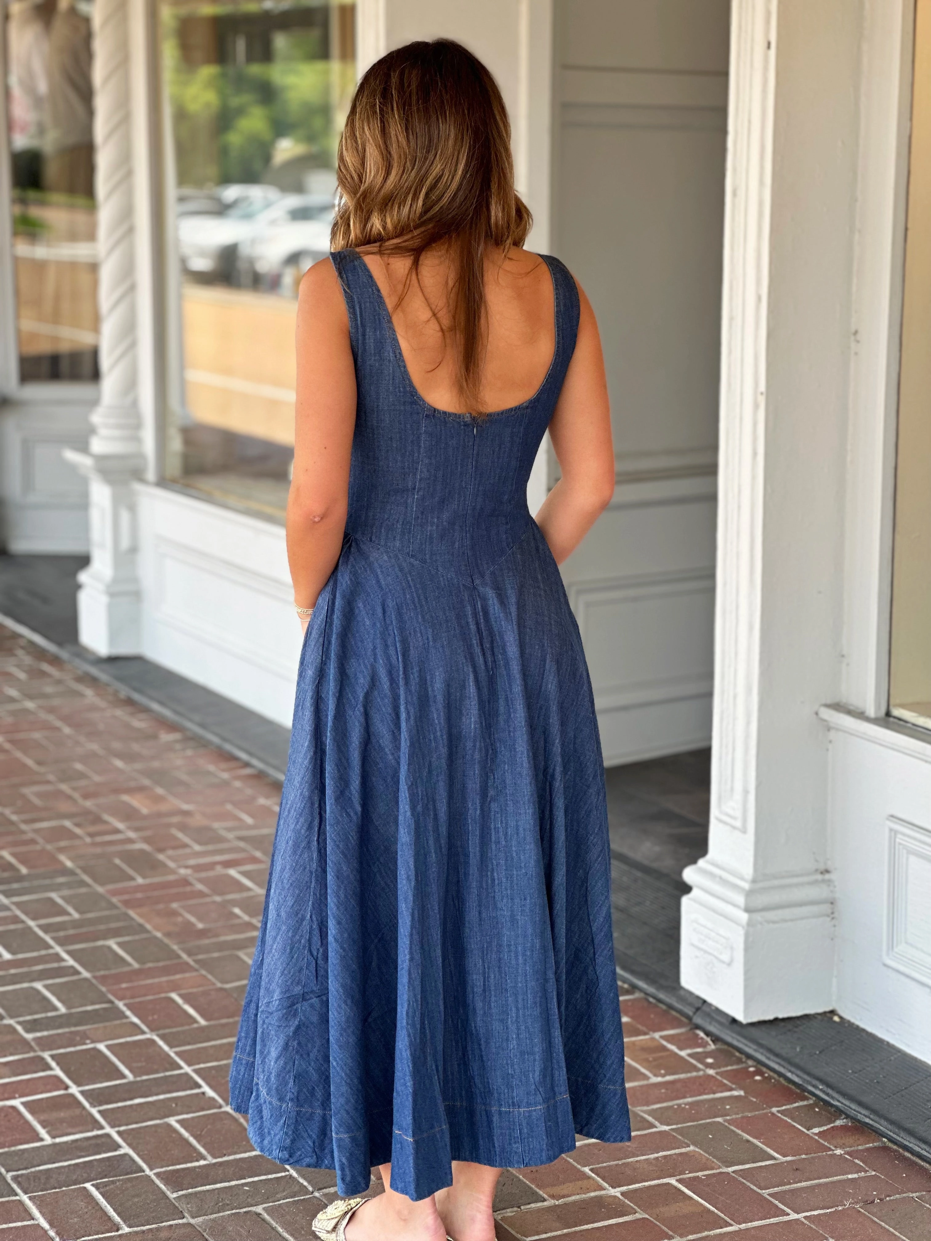 OversizedFit In The Moment Denim Sleeveless Maxi Dress