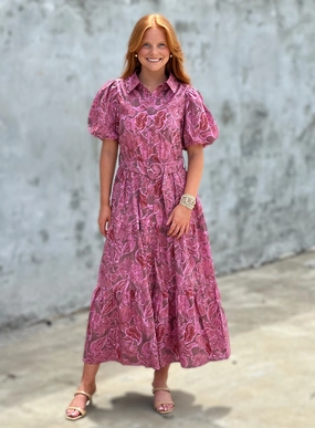 Recycled Fiber Blend ReflectiveTrim In Your Element Floral Dress in Rose