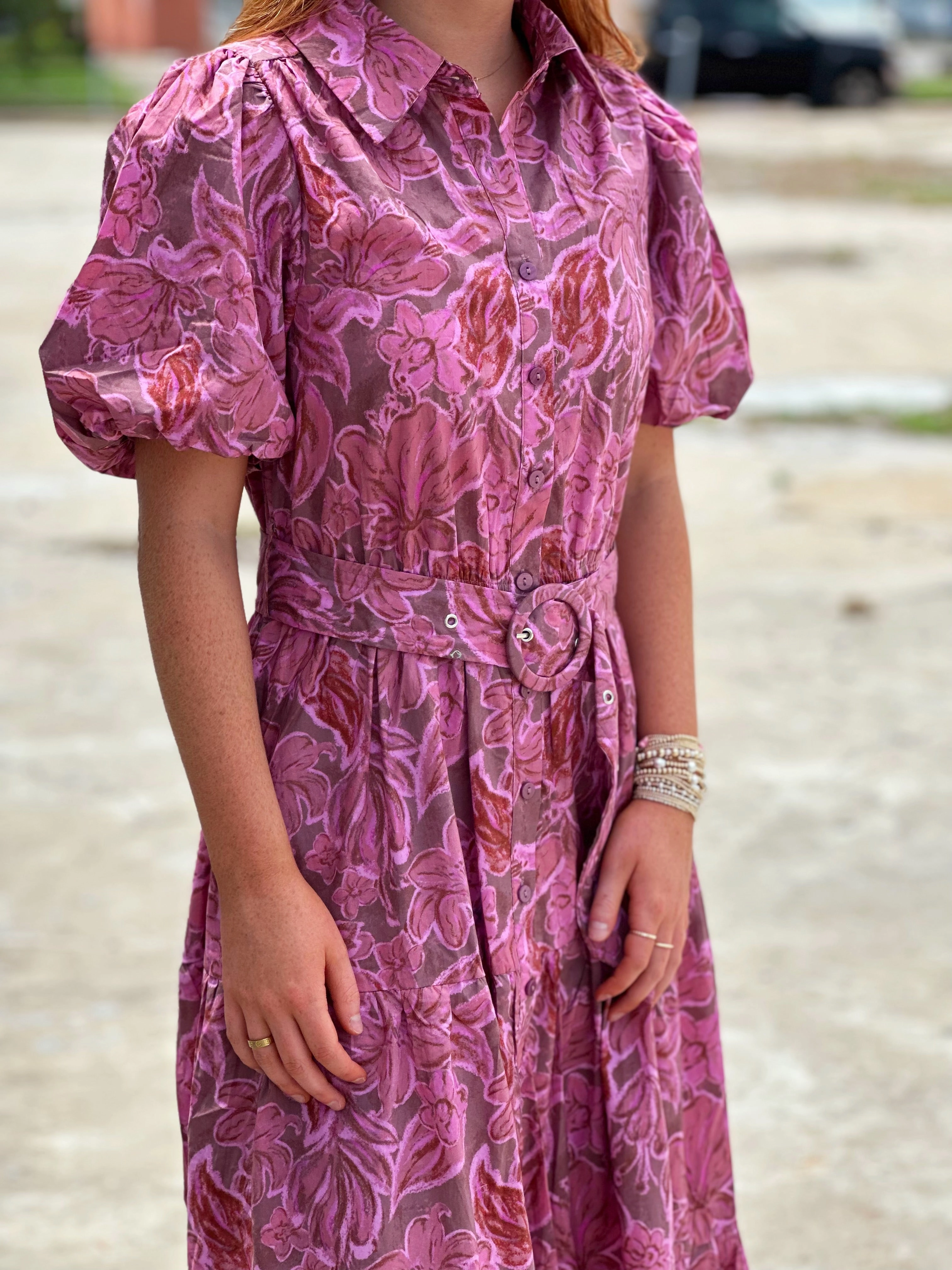 Lightweight Material In Your Element Floral Dress in Rose