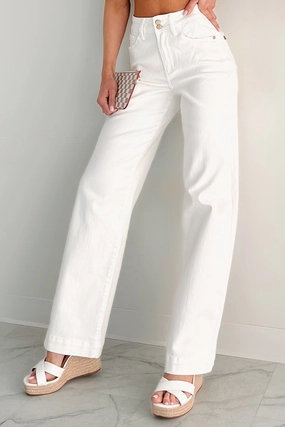 SoftTouchFinish India High Rise Wide Leg Judy Blue Jeans (White)