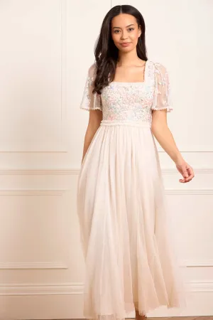 Night Mood Flawless Construction Versailles Ditsy Bodice Ankle Gown