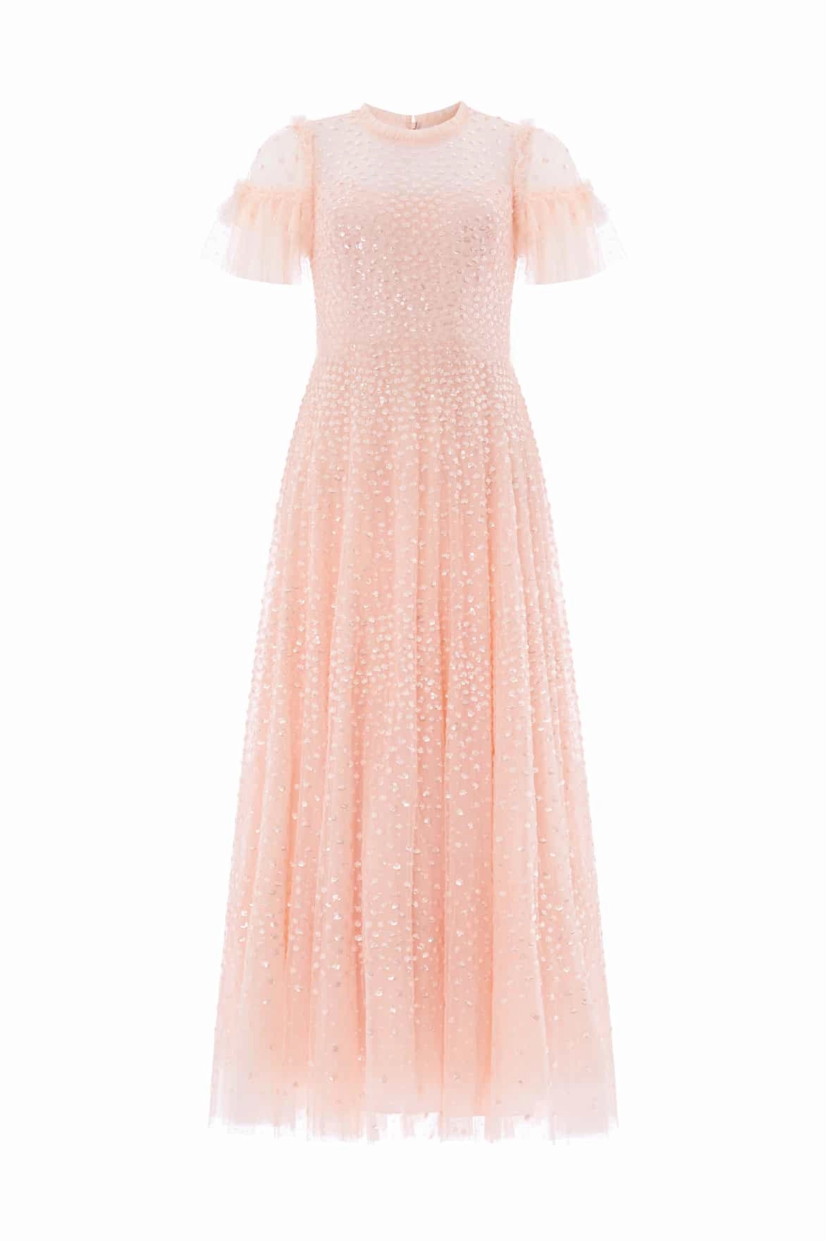 Luxe Mood Scatter Dot Round Neck Short Sleeve Ankle Gown
