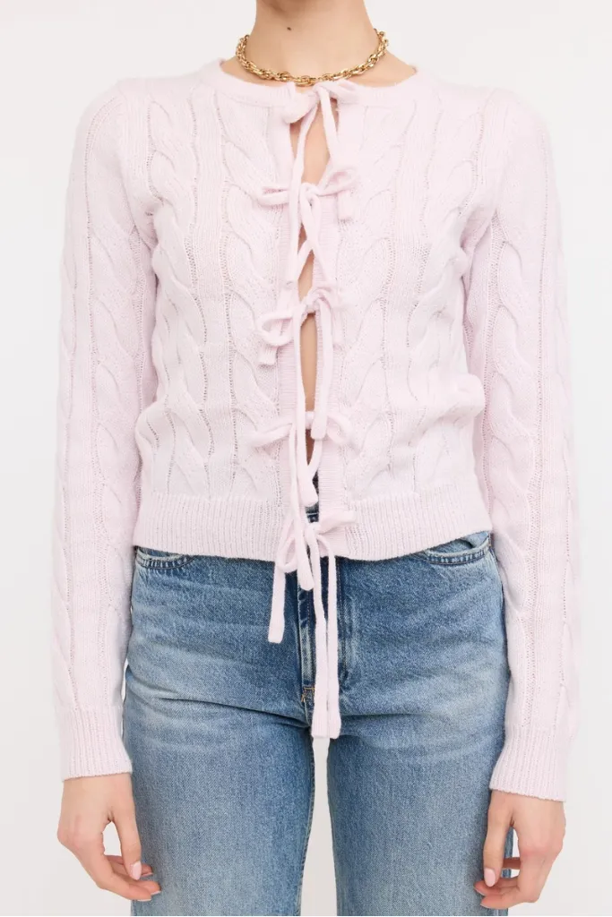 Formal Blouse Iris Bow Front Cable Cardigan