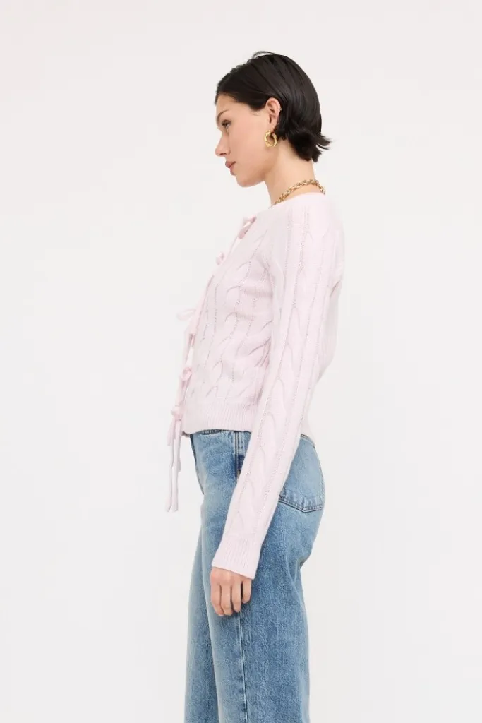 Iris Bow Front Cable Cardigan CroppedLength