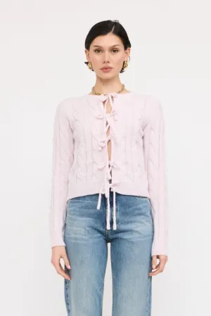 Iris Bow Front Cable Cardigan AdjustableHemCuffs