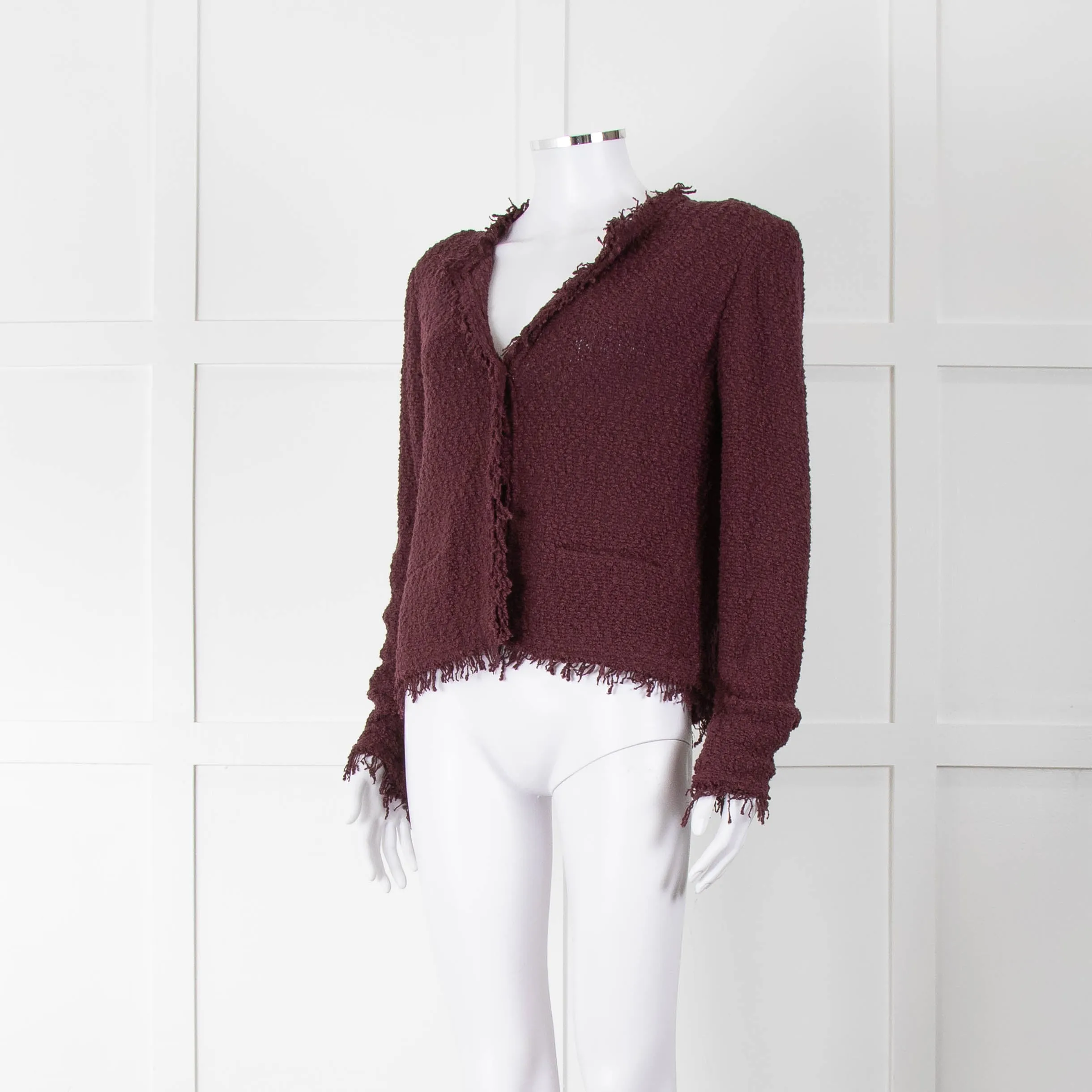 Iro Burgundy Boucle Unlined Jacket