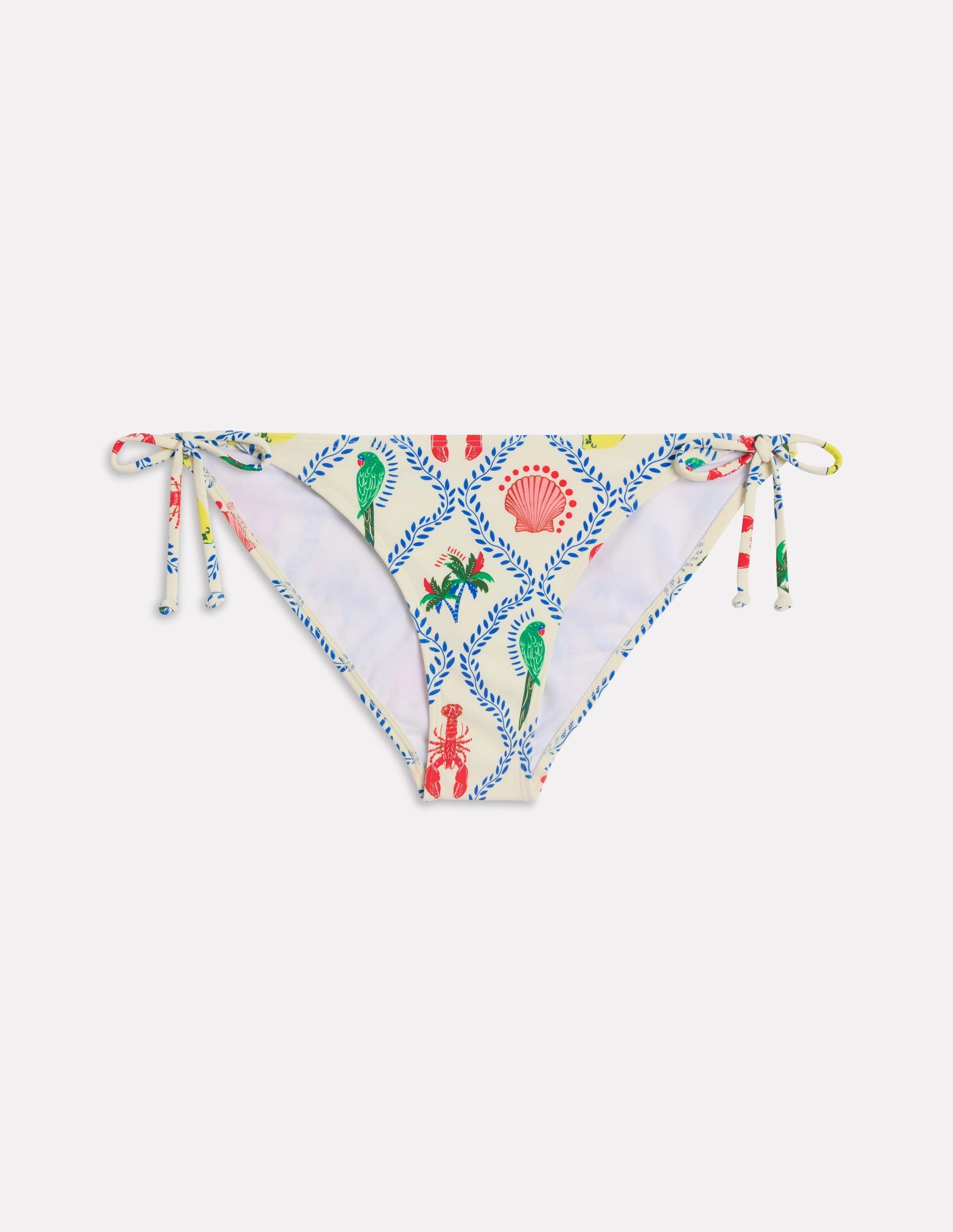 Symi String Bikini Bottoms-Ivory Tropical Bonanza Vine Cutout Design