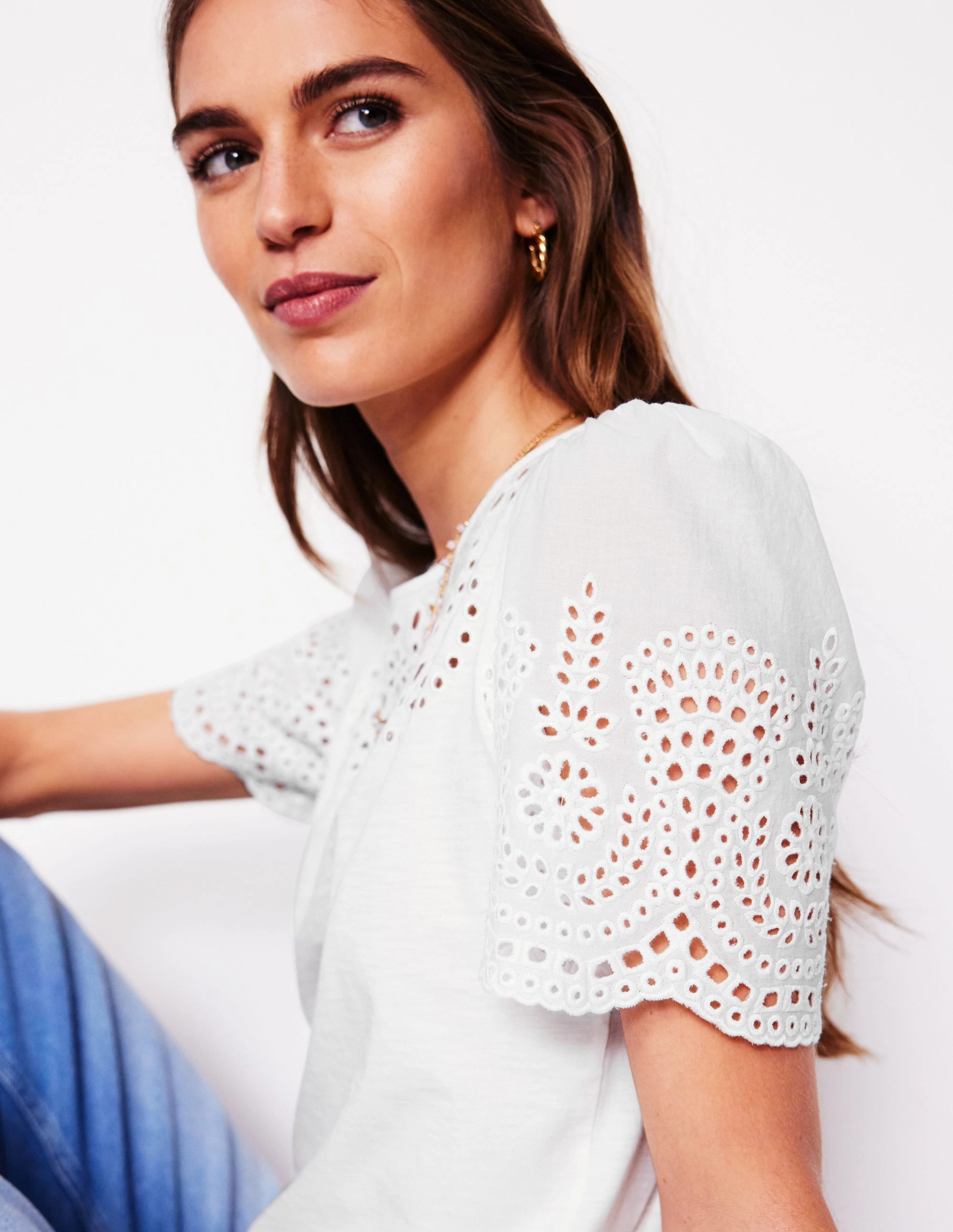 Isabel Broderie Top-White OversizedSilhouette