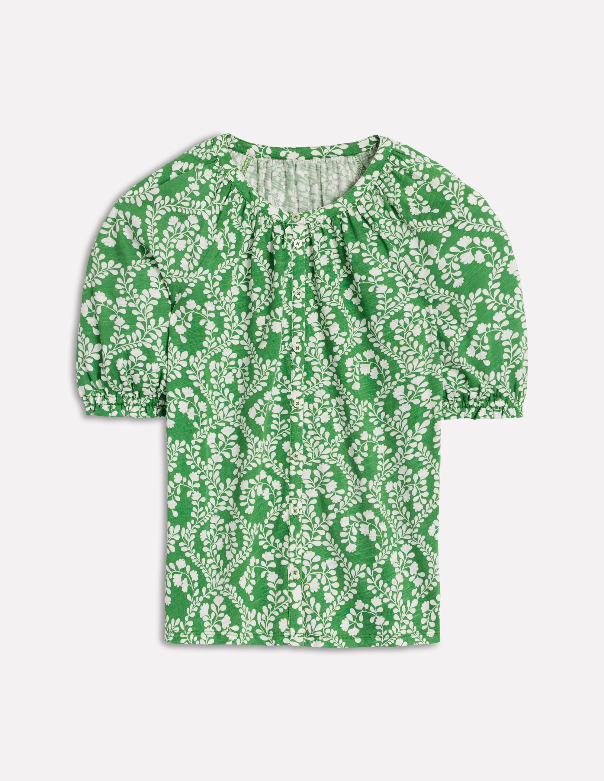 Water resistant coating NonRestrictive Armholes Isla Jersey Shirt-Iguana Green, Vine Sillouette