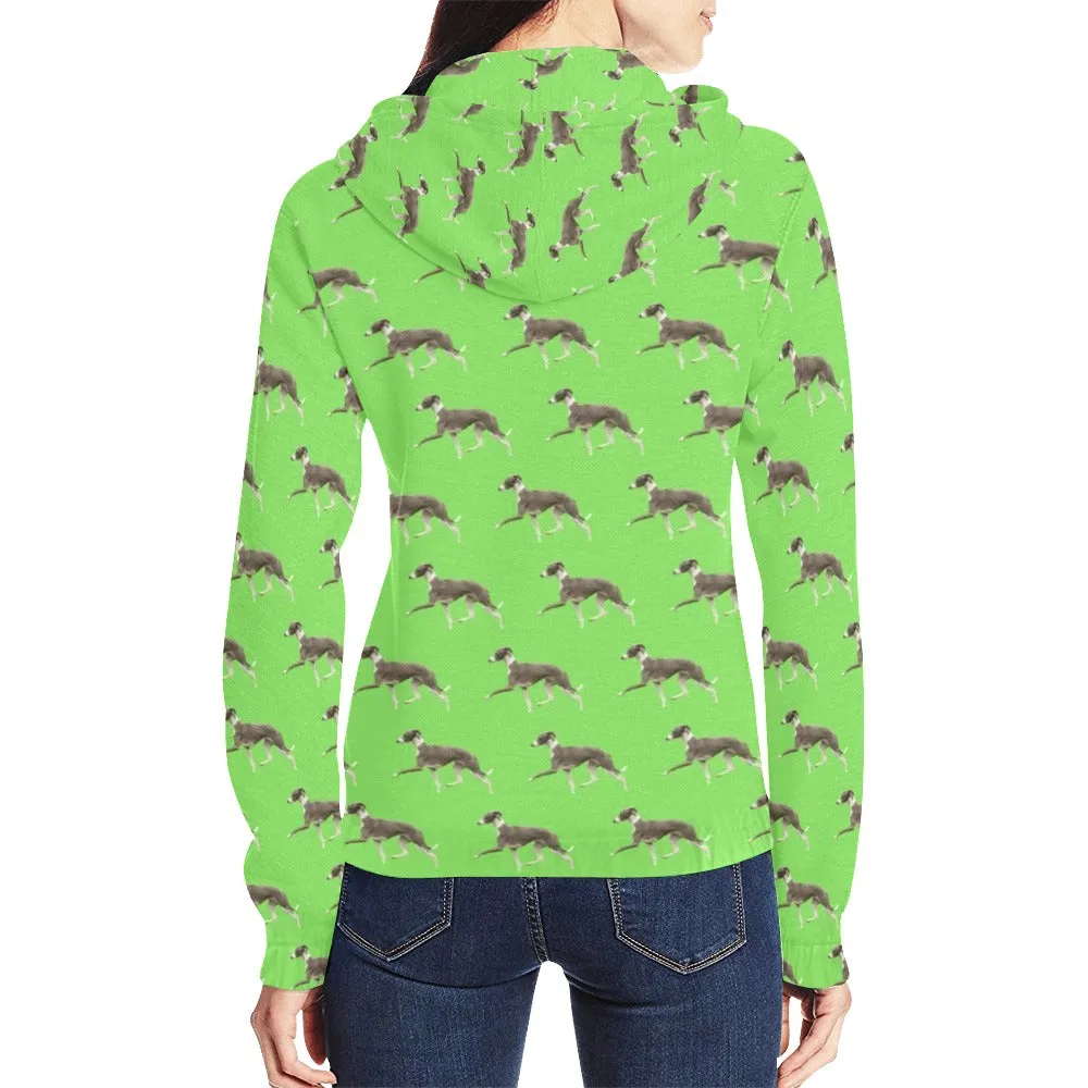 Italian Greyhound Zip Up Hoodie - Green