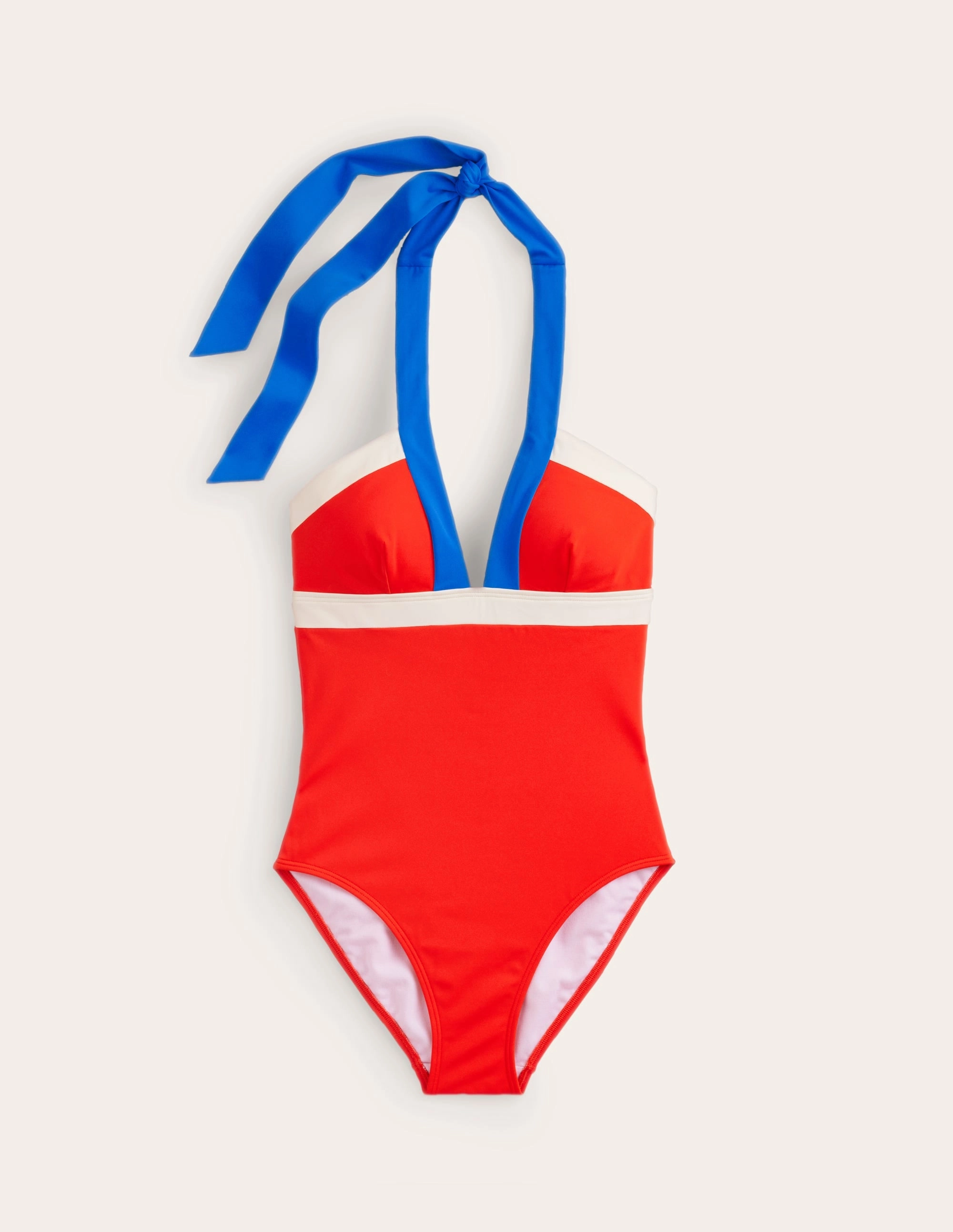 Durable Elastic Edging Ithaca Halter Swimsuit-Orange Colourblock