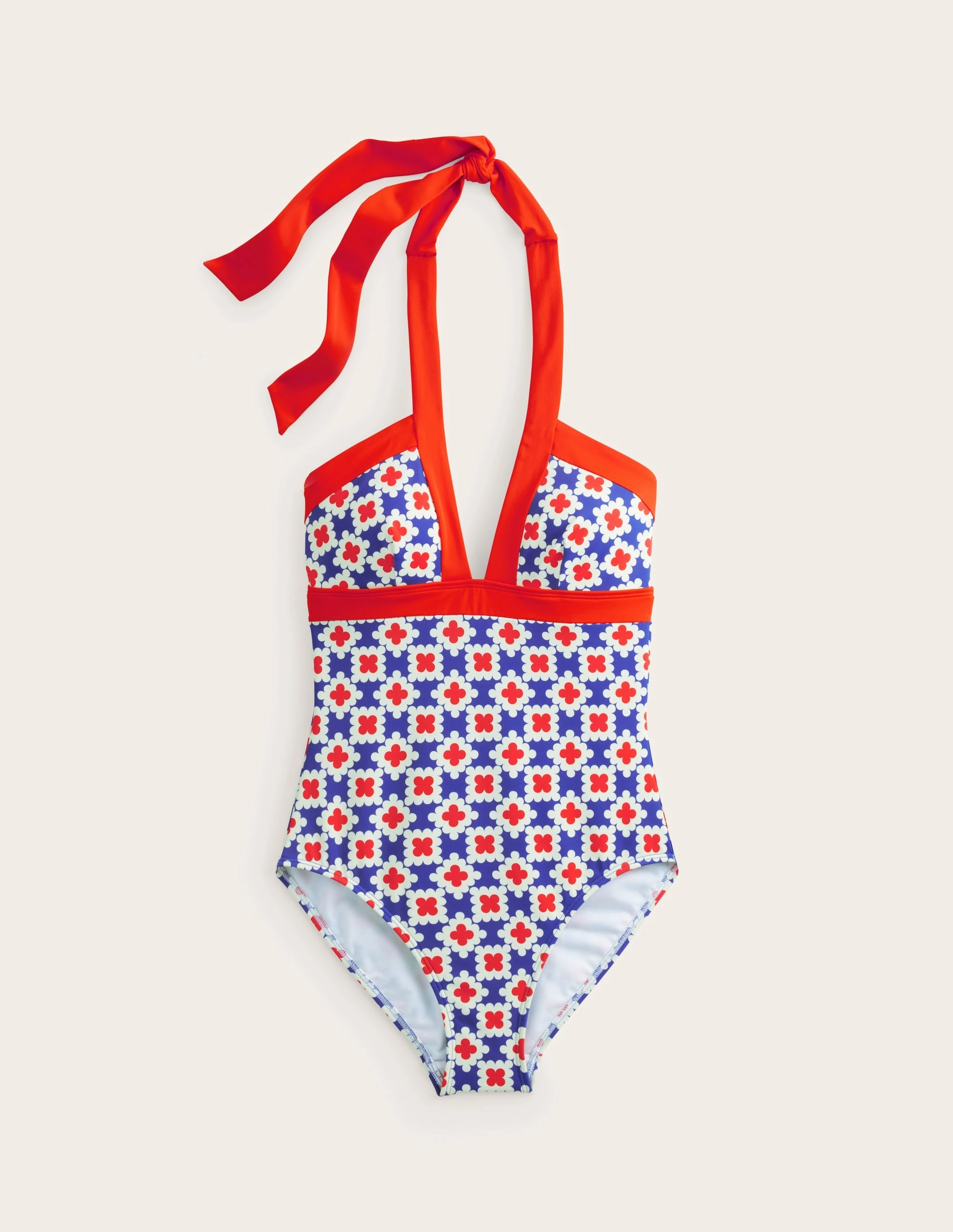 Ithaca Halter Swimsuit-Surf The Web, Abstract Tile Tropical Life