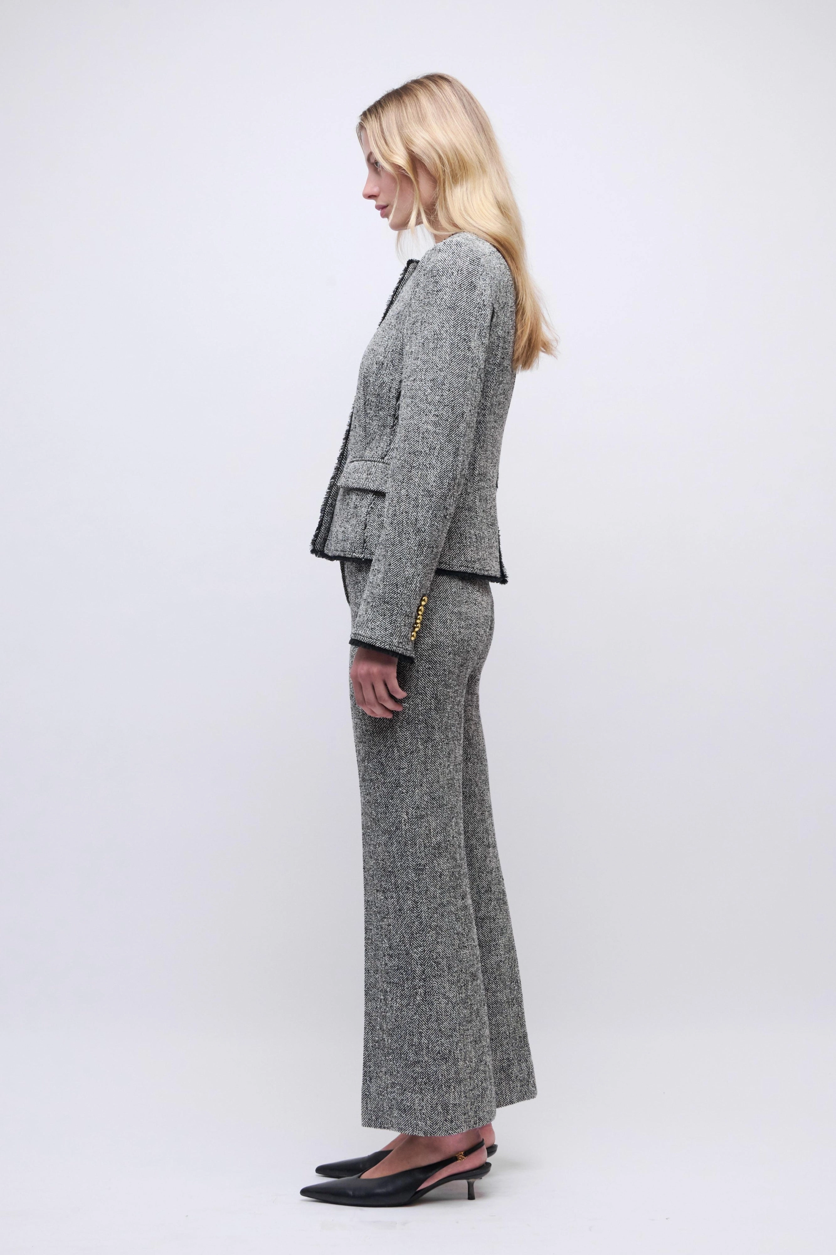 Ivie Blazer Black/White Herringbone Hear Debit