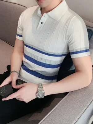 Ivyshape | Casual Striped Polo Shirt