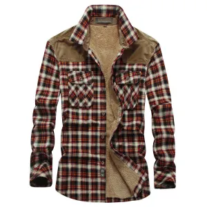 Jack Washington Velvet Long-Sleeved Plaid Shirt