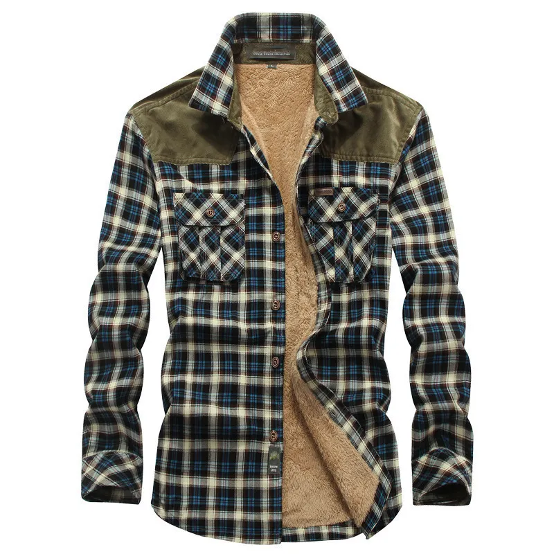 Jack Washington Velvet Long-Sleeved Plaid Shirt