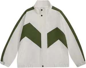 Jackets for Men Lightweight Softshell Waterproof Rain Jacket Trendy Color Block Varsity Jacket Outdoor Windbreaker