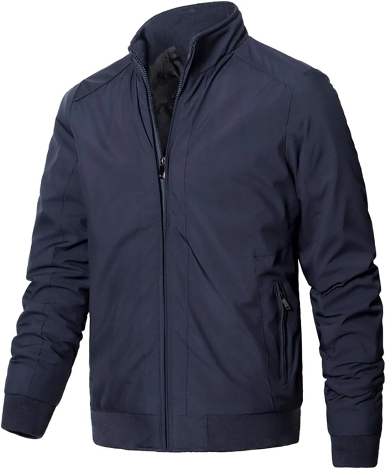 Jackets for Men, Men's Bomber Jacket Lightweight Jacket Full Zip Solid Color Windbreaker Casual Stylish Golf Jacket