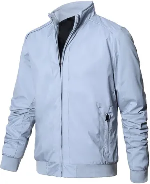 Jackets for Men, Men's Bomber Jacket Lightweight Jacket Full Zip Solid Color Windbreaker Casual Stylish Golf Jacket