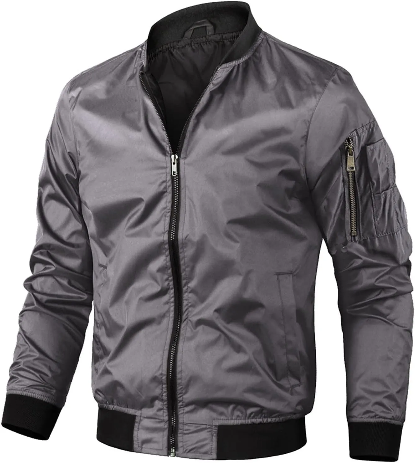 Jackets for Men, Men's Lightweight Bomber Jacket Outdoor Windproof Windbreaker Varsity Jacket Softshell Coat Outwear