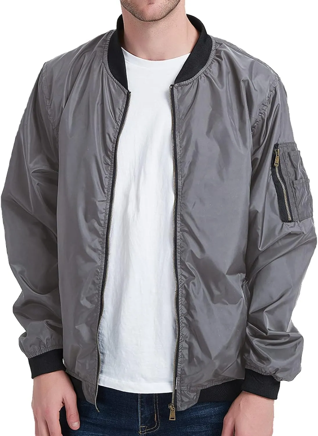 Jackets for Men, Men's Lightweight Bomber Jacket Outdoor Windproof Windbreaker Varsity Jacket Softshell Coat Outwear