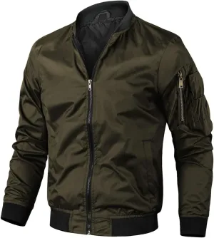 Jackets for Men, Men's Lightweight Bomber Jacket Outdoor Windproof Windbreaker Varsity Jacket Softshell Coat Outwear