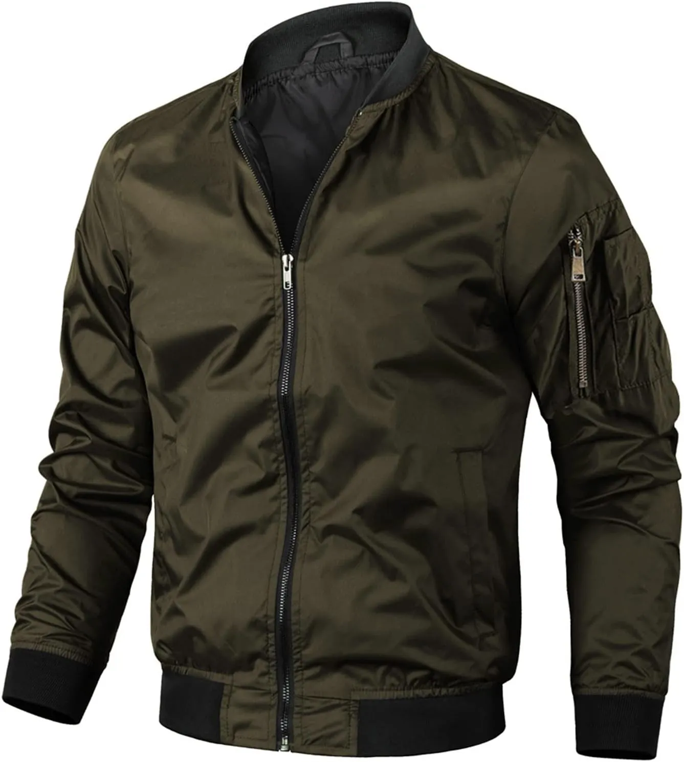 Jackets for Men, Men's Lightweight Bomber Jacket Outdoor Windproof Windbreaker Varsity Jacket Softshell Coat Outwear