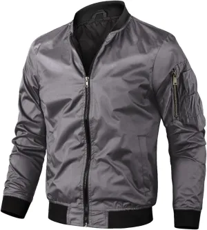 Jackets for Men, Men's Lightweight Bomber Jacket Outdoor Windproof Windbreaker Varsity Jacket Softshell Coat Outwear