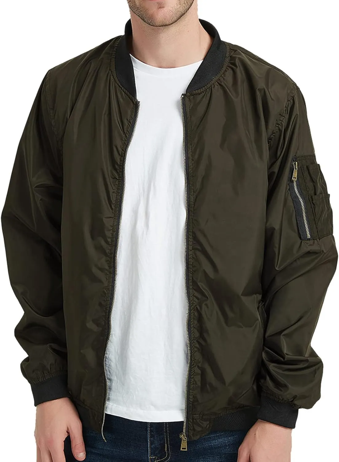 Jackets for Men, Men's Lightweight Bomber Jacket Outdoor Windproof Windbreaker Varsity Jacket Softshell Coat Outwear