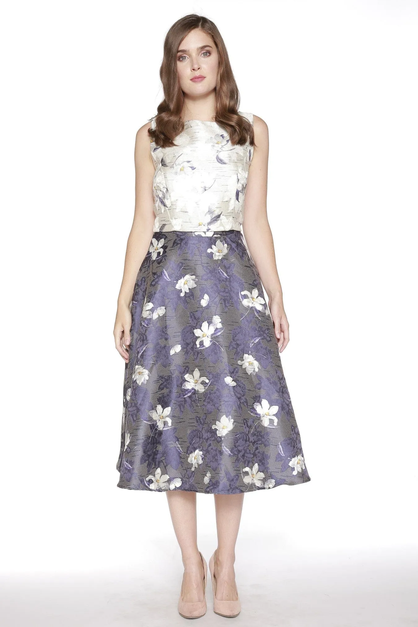 Balanced Outfit Young adult Jacquard Floral MIdi Skirt