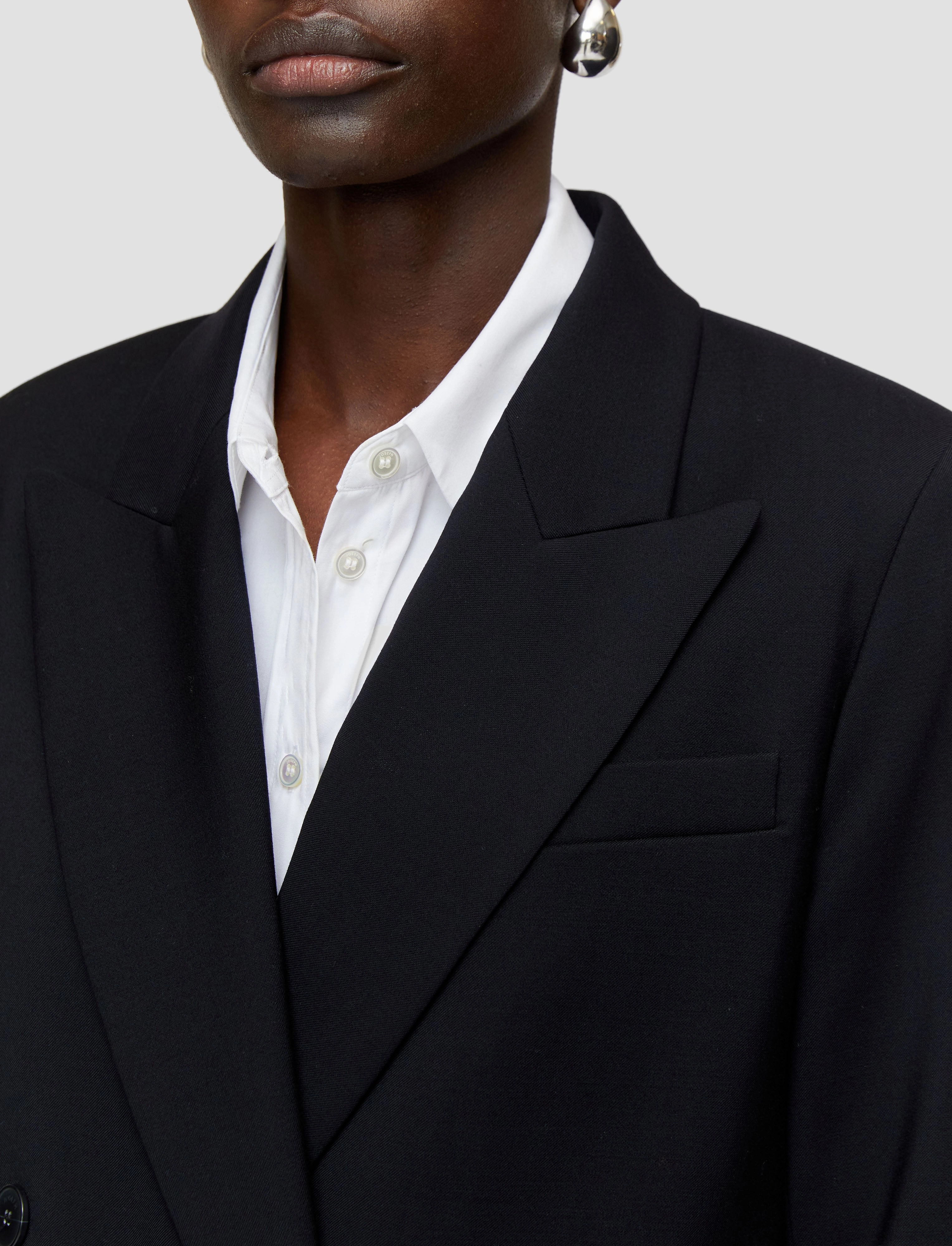 Jaden Tailoring Wool Stretch Jacket Statement Raglan Sleeve Construction