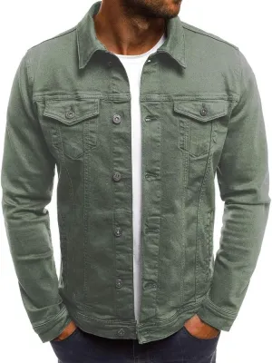 Jean Jacket Men, Casual Fashion Slim Fit Denim Shirt Trucker Jacket Comfortable Solid Everyday Cargo Denim Jackets