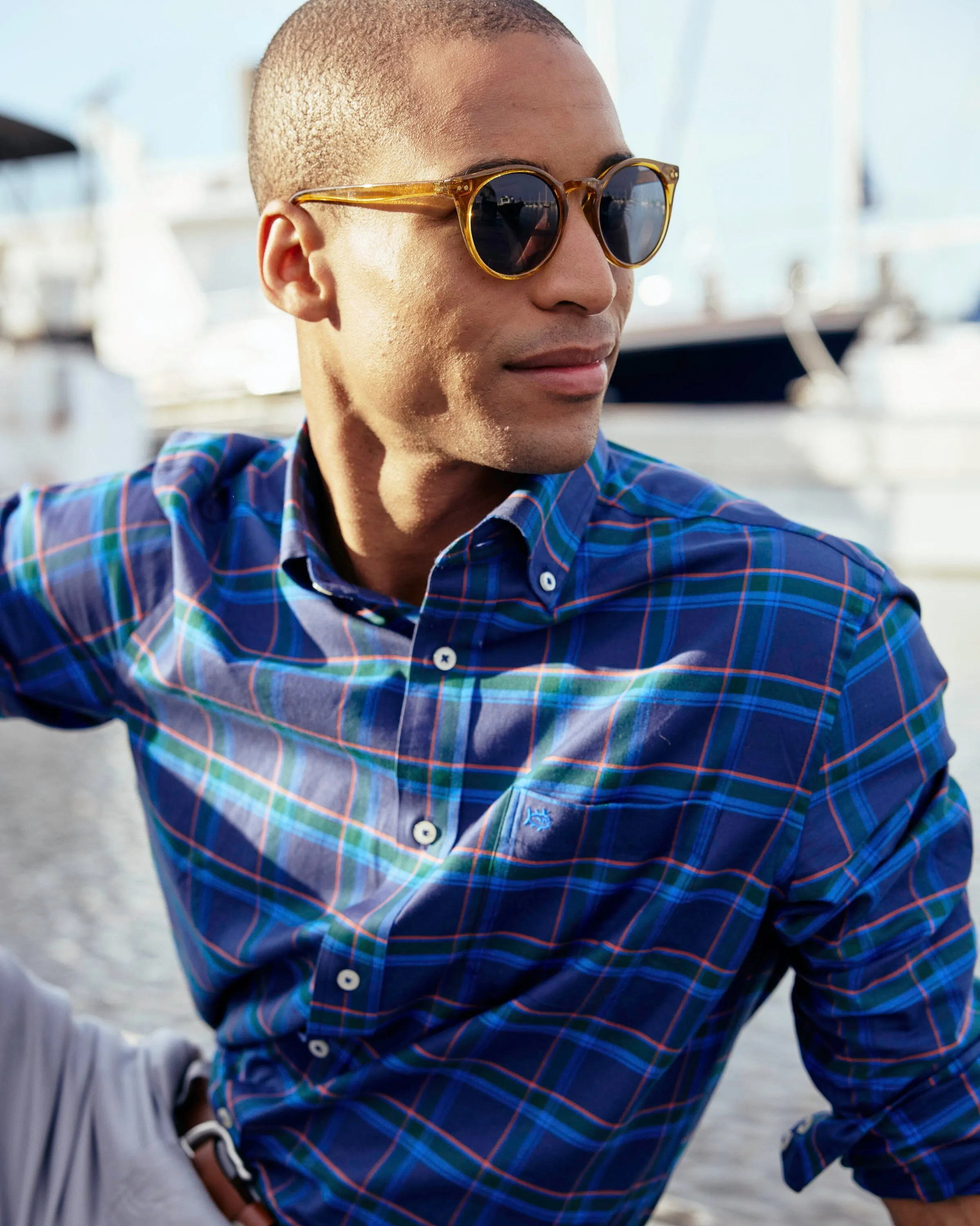 Jekyll Plaid Skipjack Long Sleeve Sport Shirt