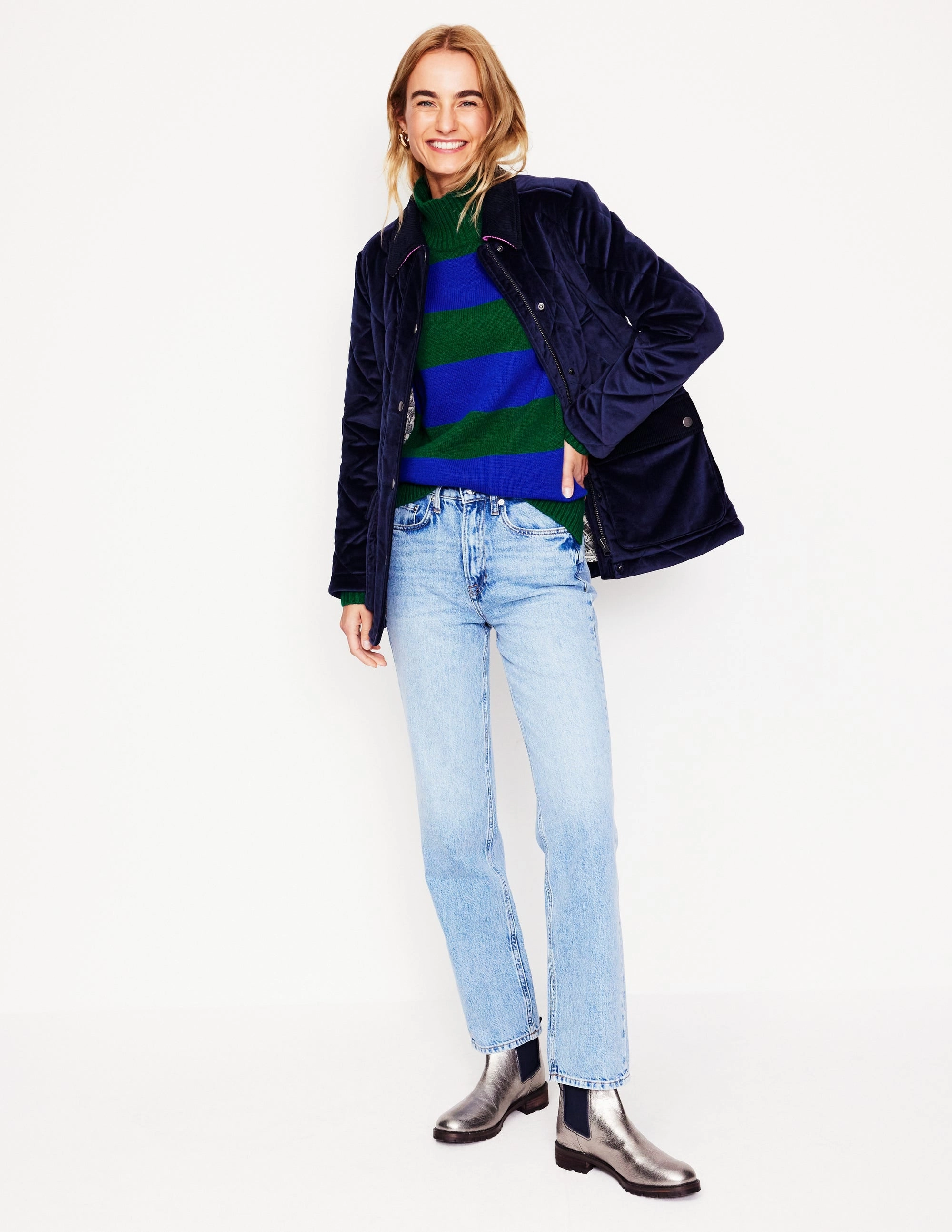 Bamboo Fiber Blend Jessica Oversized Jumper-Bavaria Green, Monarch Blue