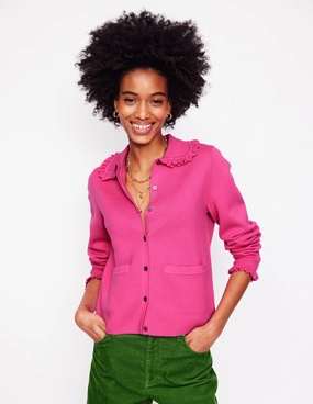 Jessie Frill Collared Cardigan-Sorbet Pink Calm Outfit Versatile Casual Look