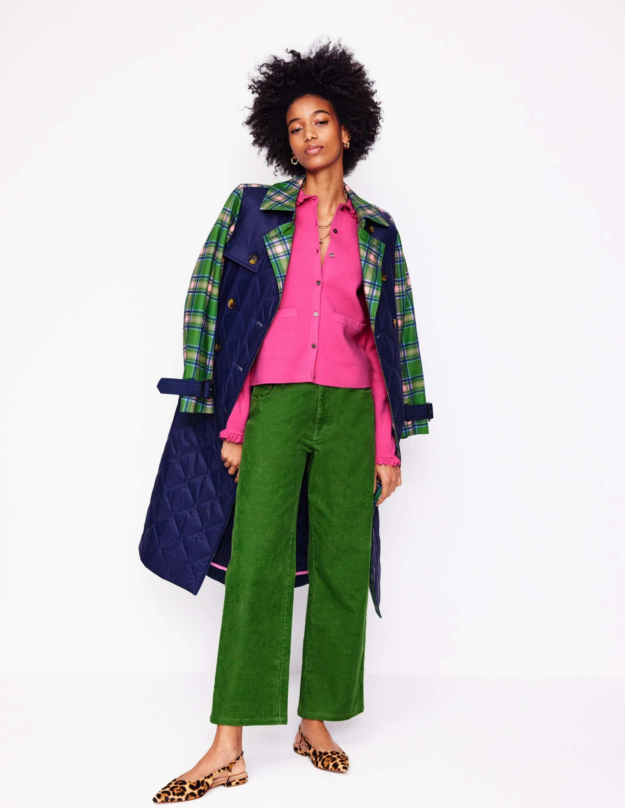 Stain Release Coating Jessie Frill Collared Cardigan-Sorbet Pink