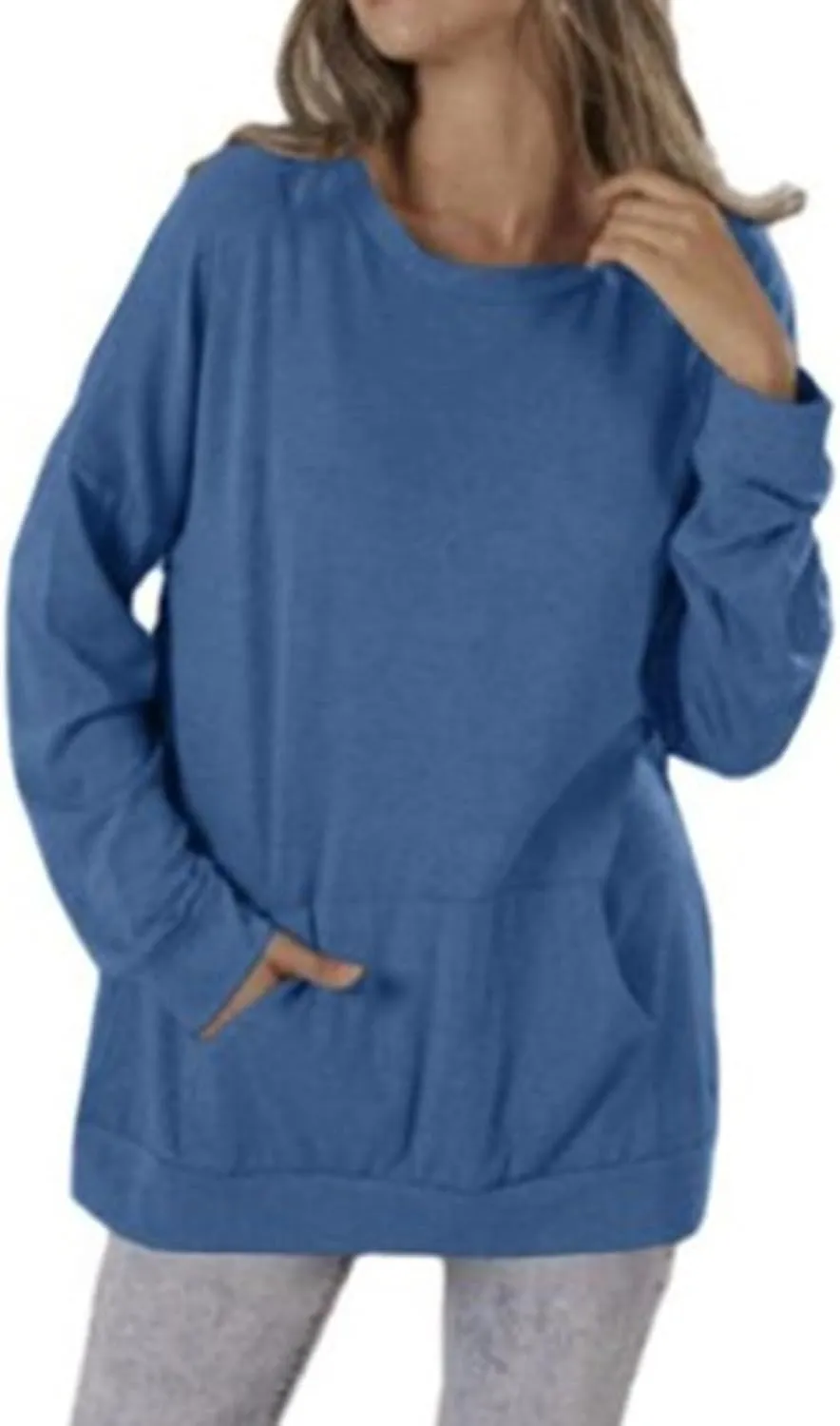 JOAU Womens Sweatshirts Crewneck Long Sleeve Pullover Casual Loose Comfy Pocket Top Fall Fashion Outfits Clothes 2023