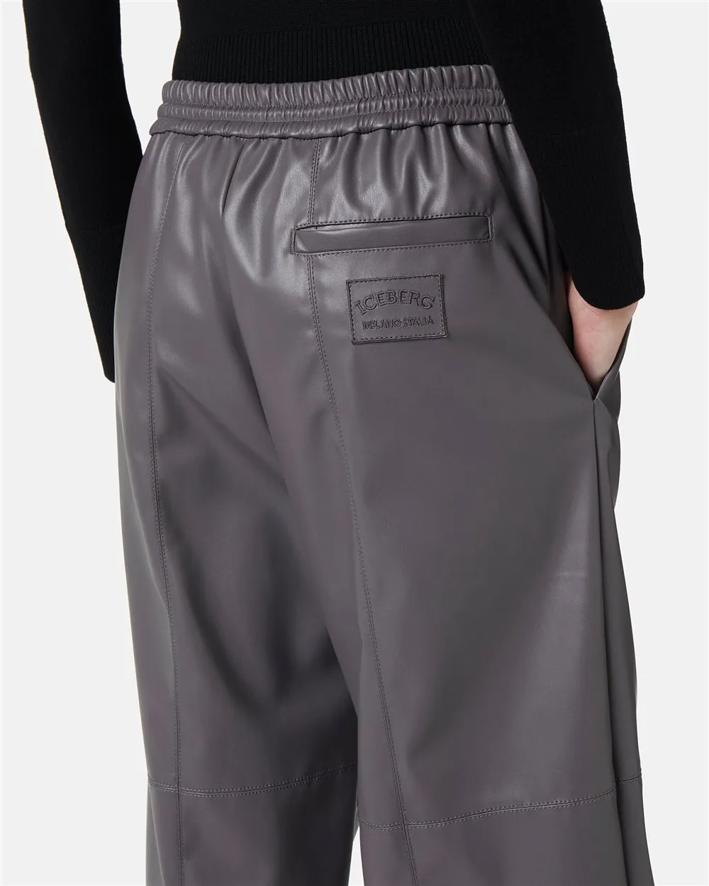 Joggers fit trousers in faux leather