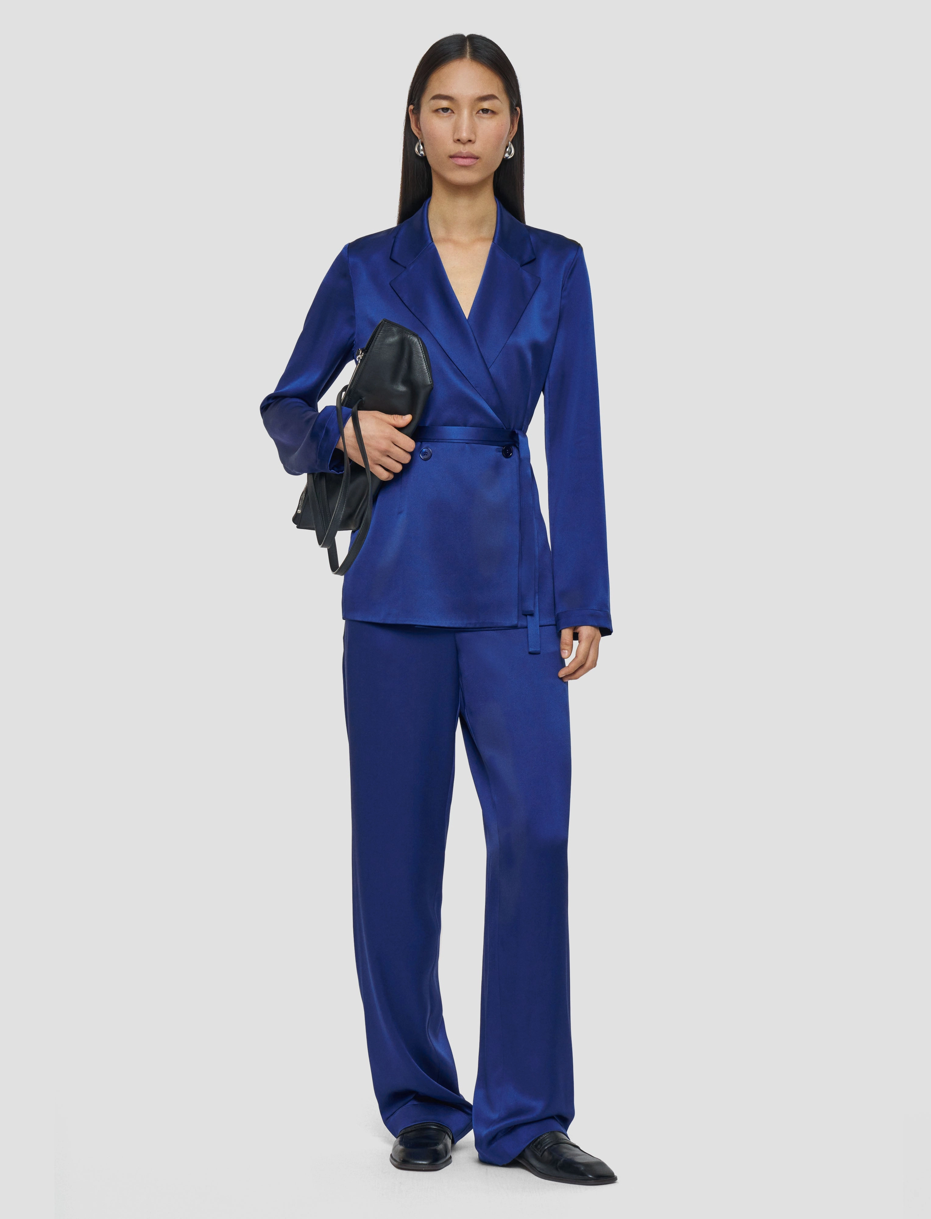 Rollaway Collar Feature All Season Fit Joubert Silk Satin Jacket