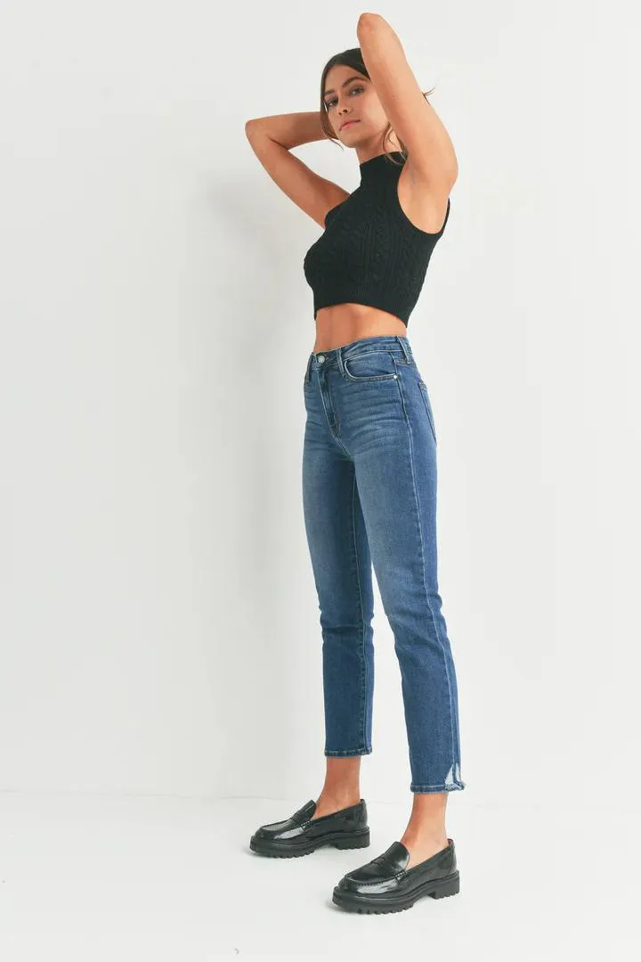 Fashionable Appeal Slim Look Just Black Slim Straight Distressed Jeans