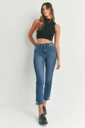 Minimalist Waist Timeless Comfort Just Black Slim Straight Distressed Jeans